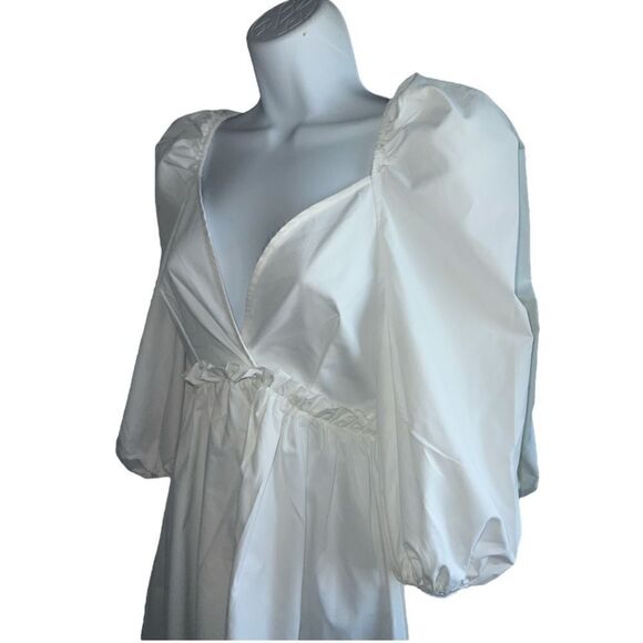DOUBLE CRAZY Poplin Mini Dress White Puff Sleeve Size XS. - Picture 3 of 8